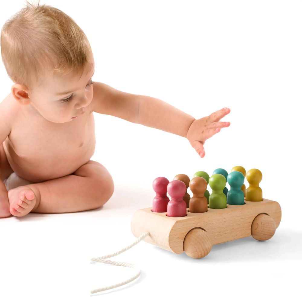 Montessori Wooden Beech Trolley Toy for Baby-Studici